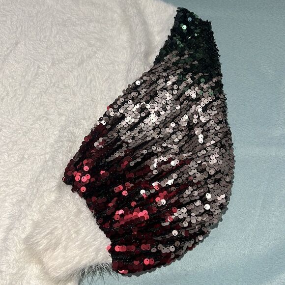 Cream Puffy Sleeve Sequence Fuzzy Sweater Size S/M C31 - Picture 3 of 6